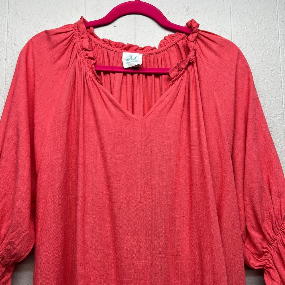 Shop The Mint Oversized Cotton Linen Dress Womens M Ruffle Boho Festival Beachy - Picture 4 of 14